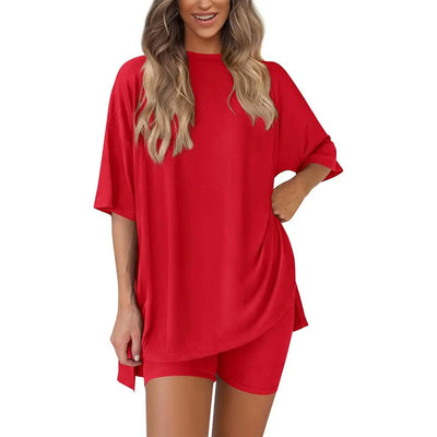 Oversized Crewneck Top & Biker Shorts Set