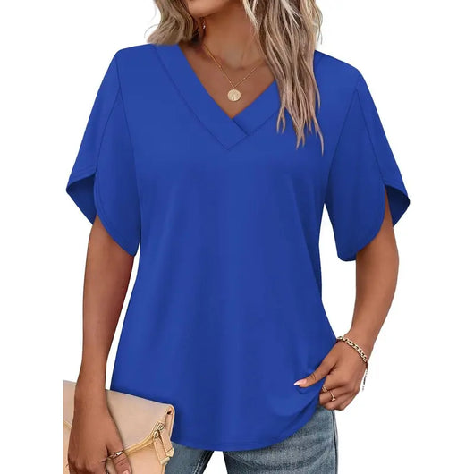 Womens Summer Short Petal Sleeve Top