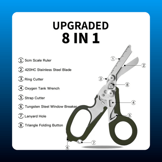 8-in-1 Tactical Folding Scissors