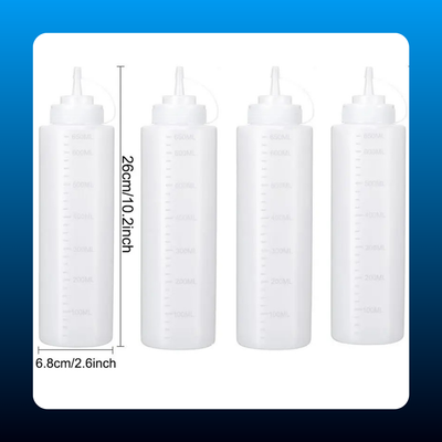 4-Pack 22 oz Condiment Squeeze Bottles