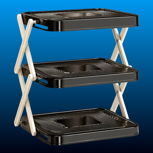 Black 3-Tier Foldable Kitchen Countertop Shelf