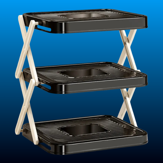 Black 3-Tier Foldable Kitchen Countertop Shelf