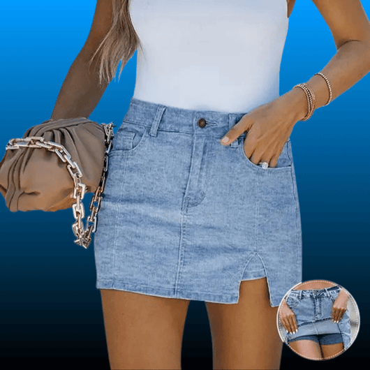 High Waist Denim Skort