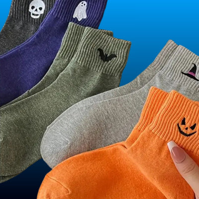 Embroidered Halloween Crew Socks (5 Pair)