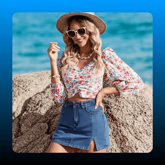 High Waist Denim Skort