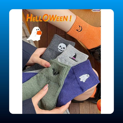 Embroidered Halloween Crew Socks (5 Pair)