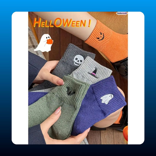 Embroidered Halloween Crew Socks (5 Pair)