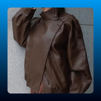 Stand Collar Faux Leather Jacket