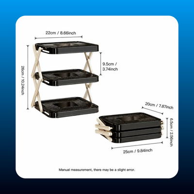 Black 3-Tier Foldable Kitchen Countertop Shelf