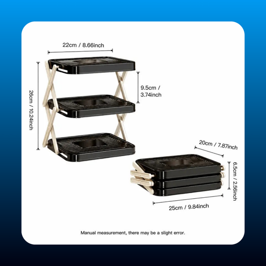 Black 3-Tier Foldable Kitchen Countertop Shelf