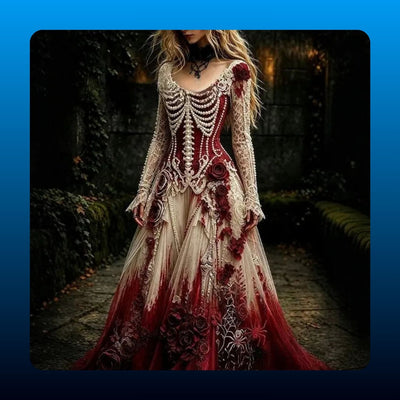 Gothic Skeleton Lace Maxi Dress