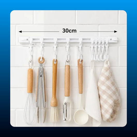 Adhesive 10-Hook Slide Rail Organizer