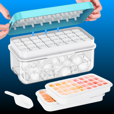 Stackable Ice Cube Tray Set with Lid and Bin
