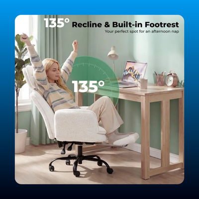Upholstered Reclining Office Chair with Footrest