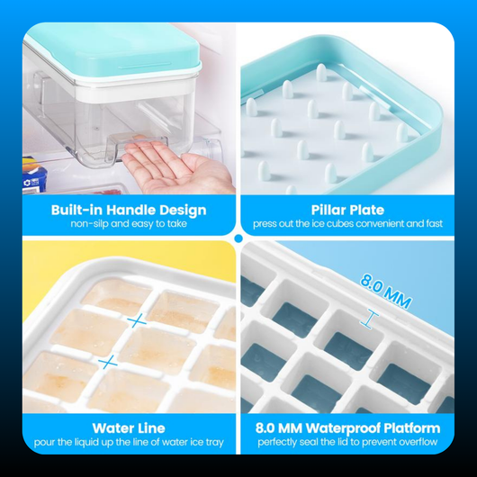 Stackable Ice Cube Tray Set with Lid and Bin