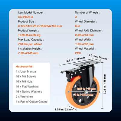 Industrial Lockable Swivel Casters