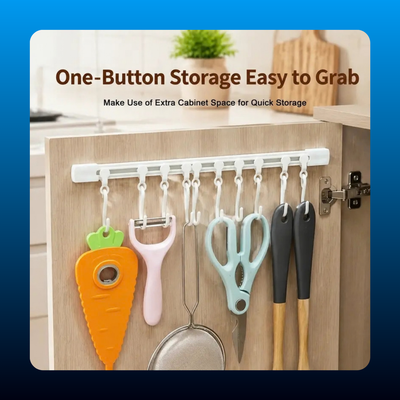Adhesive 10-Hook Slide Rail Organizer