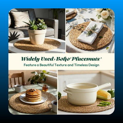 Set of 12 Round Woven Placemats Plate Chargers