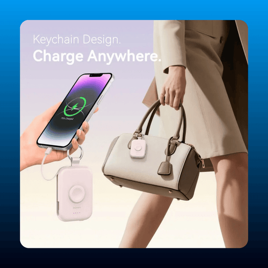 5000mAh Keychain Power Bank with Built-In Cables