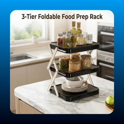 Black 3-Tier Foldable Kitchen Countertop Shelf
