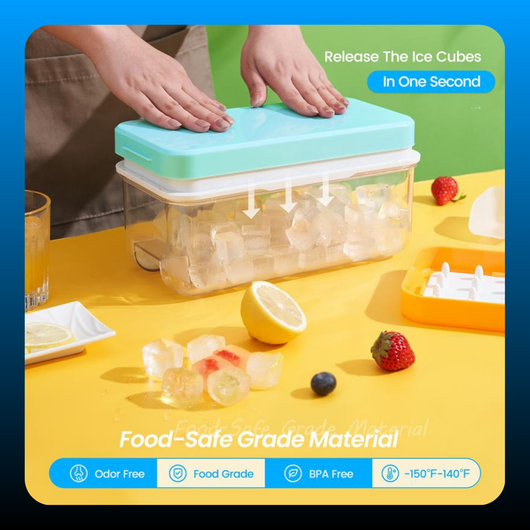Stackable Ice Cube Tray Set with Lid and Bin