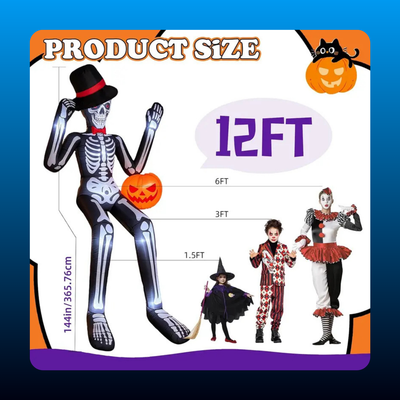 Inflatable Sitting Skeleton with Pumpkins