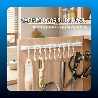 Adhesive 10-Hook Slide Rail Organizer