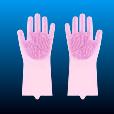 Long Cuff Silicone Dishwashing Gloves with Scrubbers