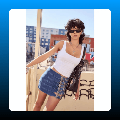 Western Buckle Denim Skort