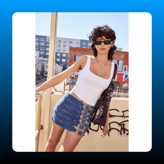 Western Buckle Denim Skort