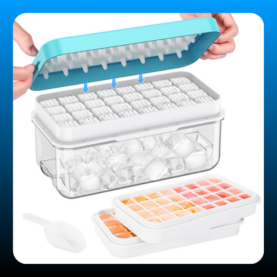 Stackable Ice Cube Tray Set with Lid and Bin