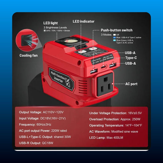 220W Cordless Battery Power Inverter