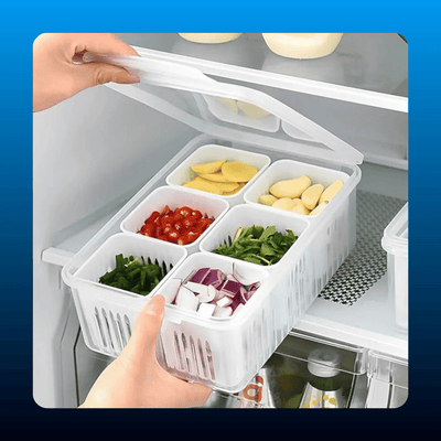 Collapsible 6-Compartment Crisper Container