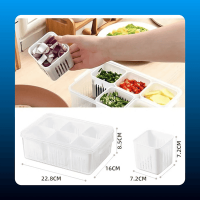 Collapsible 6-Compartment Crisper Container