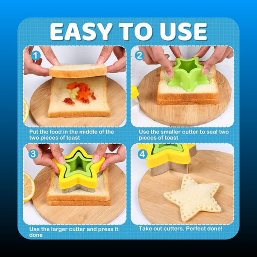 Colorful Plastic Sandwich Cutter & Sealer Set (8 PCS)