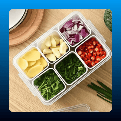 Collapsible 6-Compartment Crisper Container