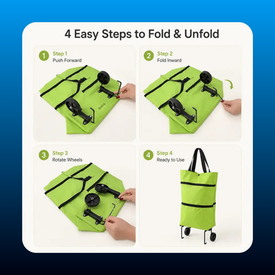 Foldable Shopping Trolley Bag with Wheels