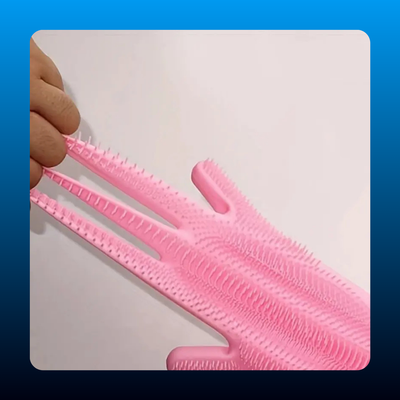 Long Cuff Silicone Dishwashing Gloves with Scrubbers