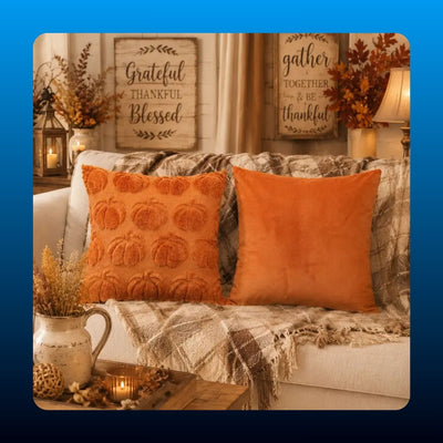 Tufted Pumpkin Fall Pillow Covers (2 Pack)
