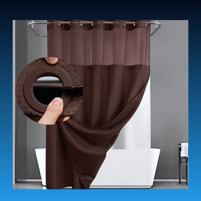 No Hook Shower Curtain with Snap in Liner (72''W x 75''H)