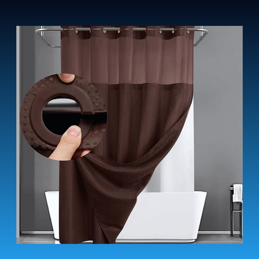 No Hook Shower Curtain with Snap in Liner (72''W x 75''H)