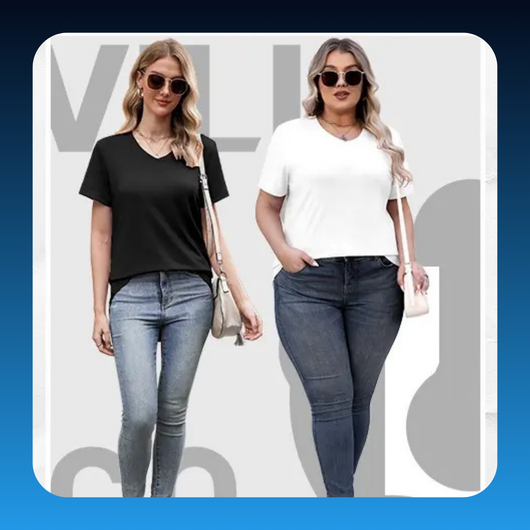 Loose Fit V-Neck T Shirts for Women Plus Size (4 Pack)