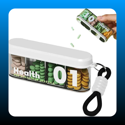 Portable Pill Dispenser with 4 Compartments (2 Pack)