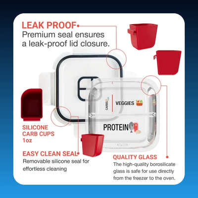 Meal Prep Container Set with Mini Utensils (3-Pack)