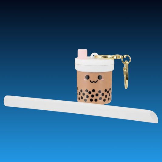 Foldable Straw with Gold Keychain