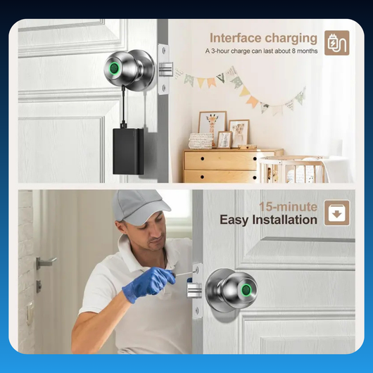 Smart Lock Fingerprint Door Knob with App Control