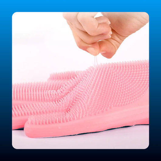 Long Cuff Silicone Dishwashing Gloves with Scrubbers