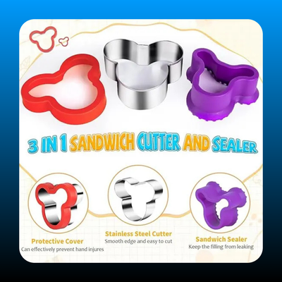 Colorful Plastic Sandwich Cutter & Sealer Set (8 PCS)