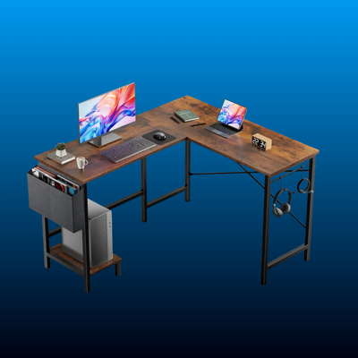 L Shaped Computer Desk with CPU Stand