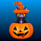 Inflatable Black Cat in Pumpkin